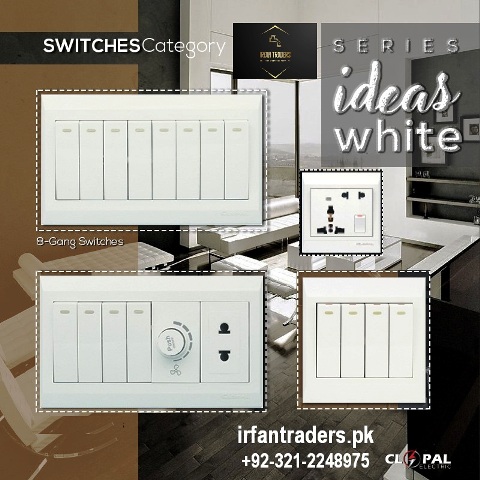 Clopal Electric Switches White Ideas Series price rates karachi